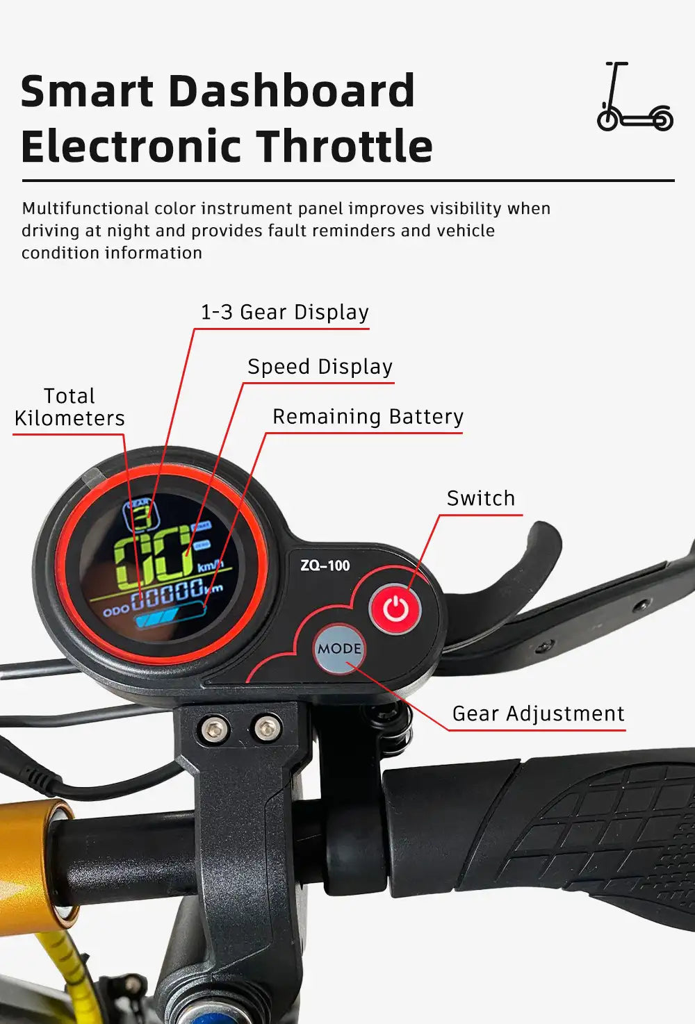 10-inch Three-Light Off-Road Two Wheels Electric Scooter