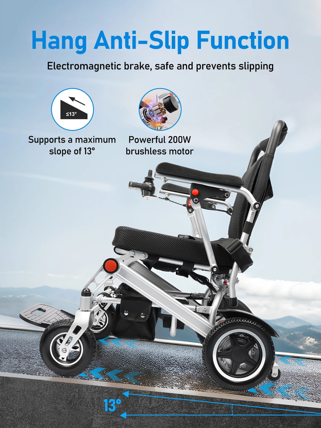 24KM Range Foldable Electric Wheelchair Lightweight