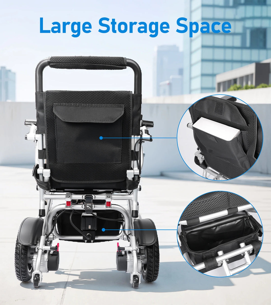 24KM Range Foldable Electric Wheelchair Lightweight