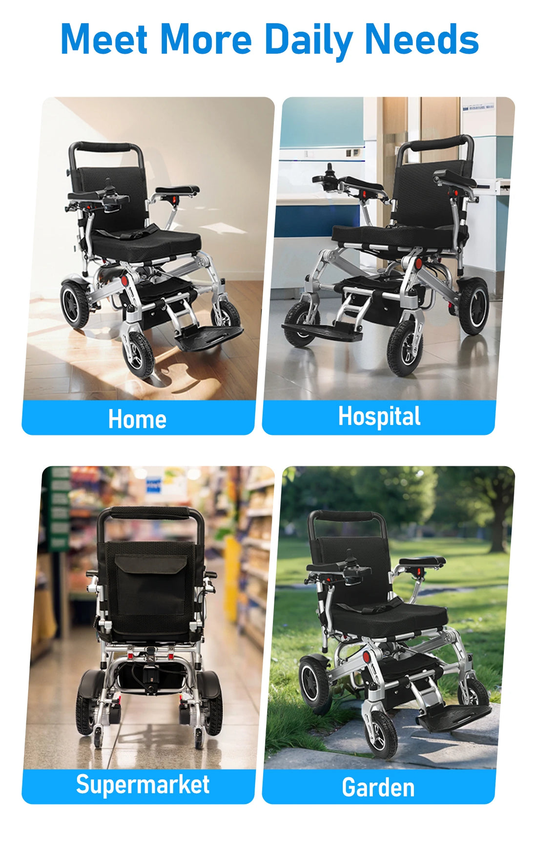 24KM Range Foldable Electric Wheelchair Lightweight