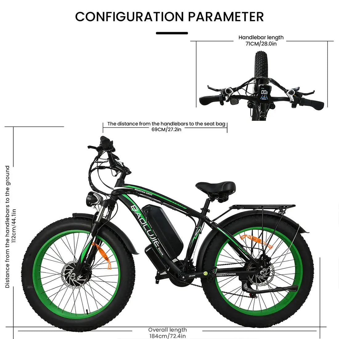 48V/15Ah 1000W*2 Range 35km Hurricane 21-speed Electric Bike